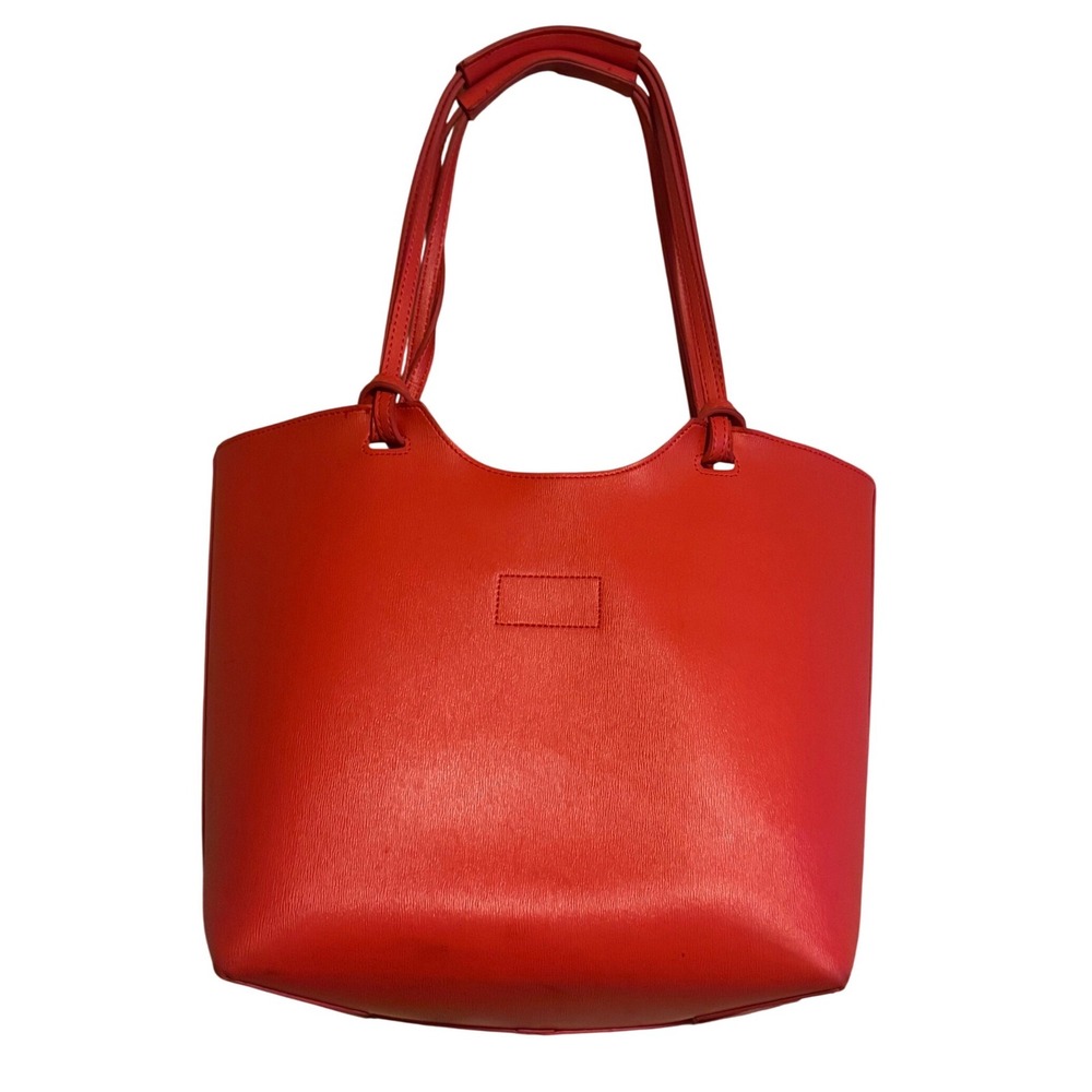 Neiman Marcus Red Vegan Leather Large‎ Tote Bag Interior Style Suede